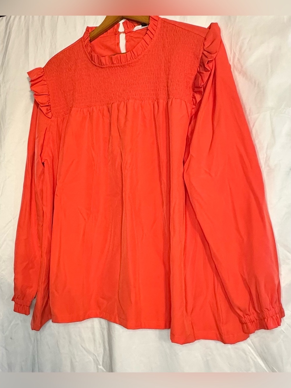 Michelle McDowell Women’s Orange Long Sleeve Blouse size XXL Key Hole In Back - Picture 2 of 10